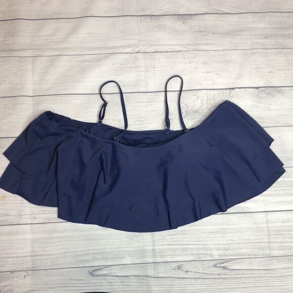 Shekini Blue Off Shoulder Flounce Ruffle Swim Top Size XXL NWT - Picture 4 of 9